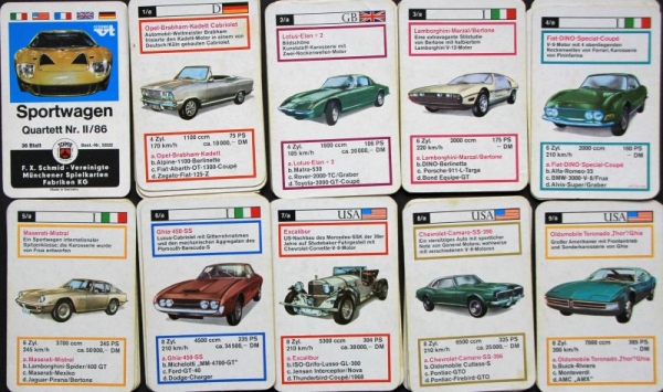 Schmid Spiele "Sportwagen" 1968 Cardgame (3521)